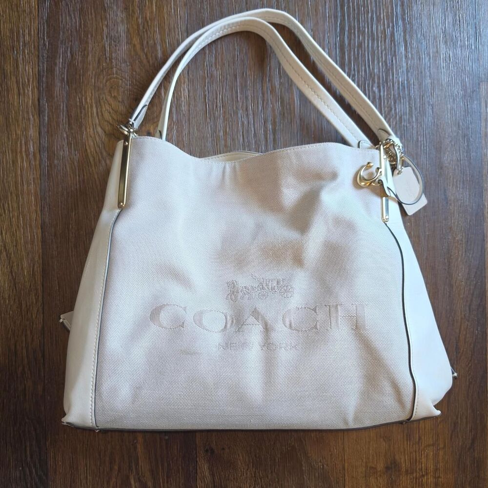 Coach Women's Cream and Tan Bag